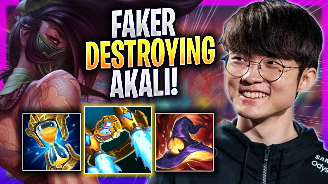 FAKER DESTROYING WITH AKALI! - T1 Faker Plays Akali MID vs Taliyah ...