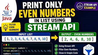 Java Interview question  : print only even number in list using stream API 
