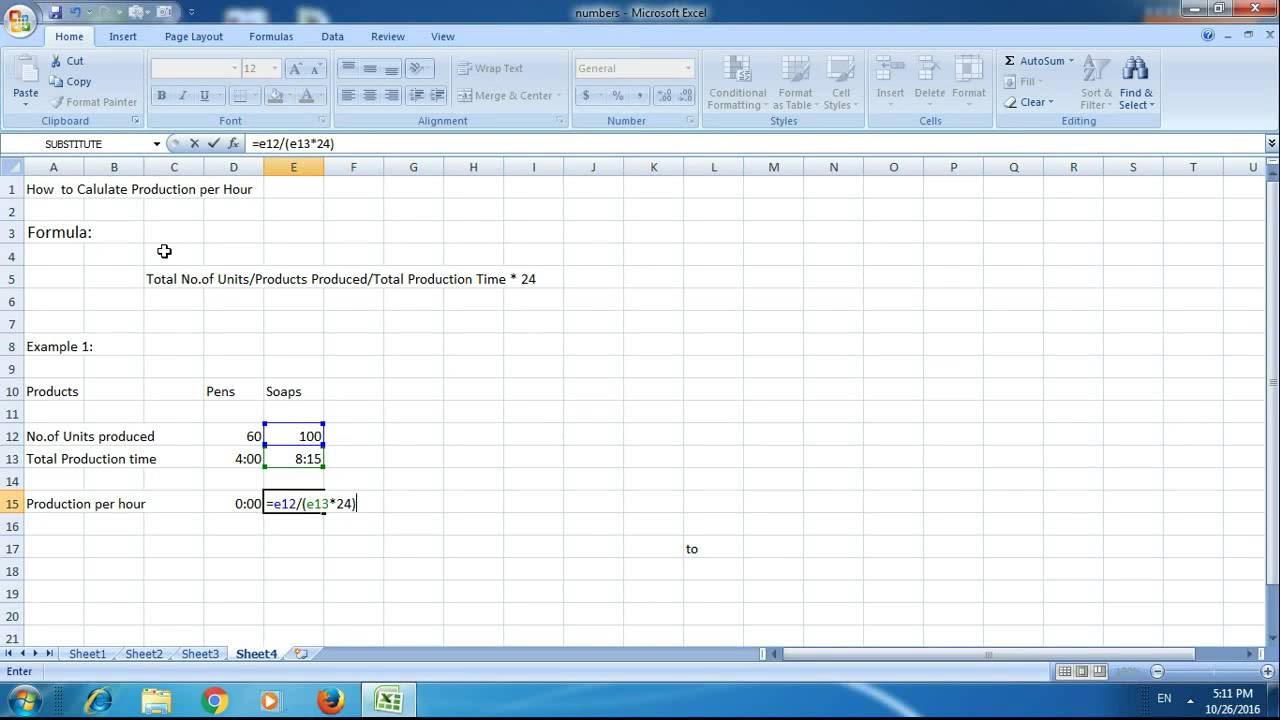 Excel: How to Calculate Production Per Hour - YouTube