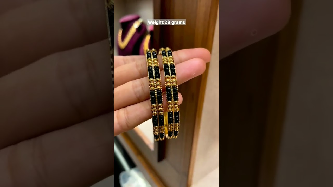 👌latest gold black beads bangles/light weight gold bangles design's/fancy bangales