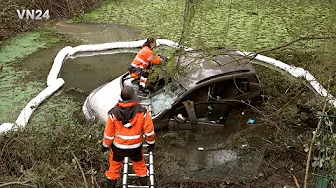 VN24 - Pensioner reverses his car out of the garage and ends up in a pond