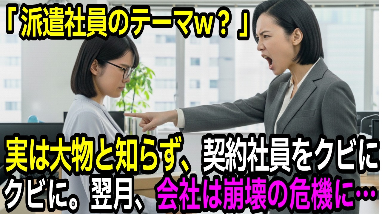 実は大物と知らず誠実に対応した契約社員OLをクビにした部長、翌月、会社は崩壊の危機に…
