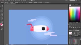Adobe Illustrator - Flat Design Rocket | TIMELAPSE