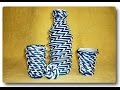 Двухцветное спиральное плетение из газет / Two-color spiral weave from newspapers