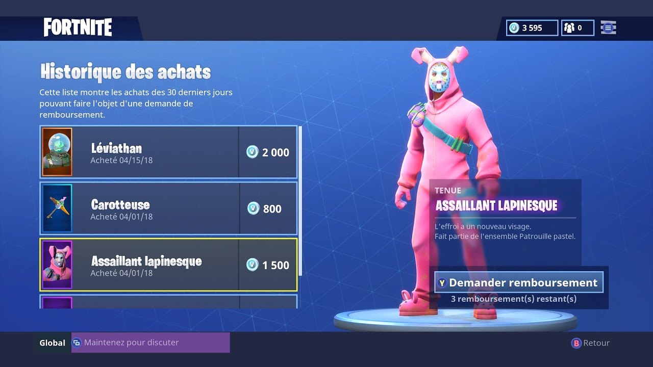 se faire rembourser ses skins fortnite recuperer ses vbucks - se faire rembourser un achat fortnite