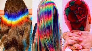 Rainbow Hair Color. Best Art Hair Colorful Transformation