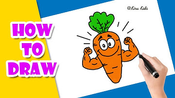 Vẽ và tô màu củ cà rốt - How to draw a cartoon carrot I Bé tập vẽ