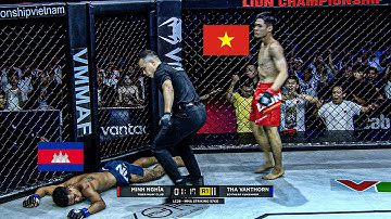 Cả sàn đấu như VỠ OÀ trước cú Knock out sấm sét của Minh Nghĩa khiến cao thủ Campuchia ngất lịm