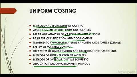 UNIFORM COSTING AND INTER FIRM COMPARISON 1 COST ACCOUNTING/ACCOUNTING FOR MANAGERIAL DECISIONS