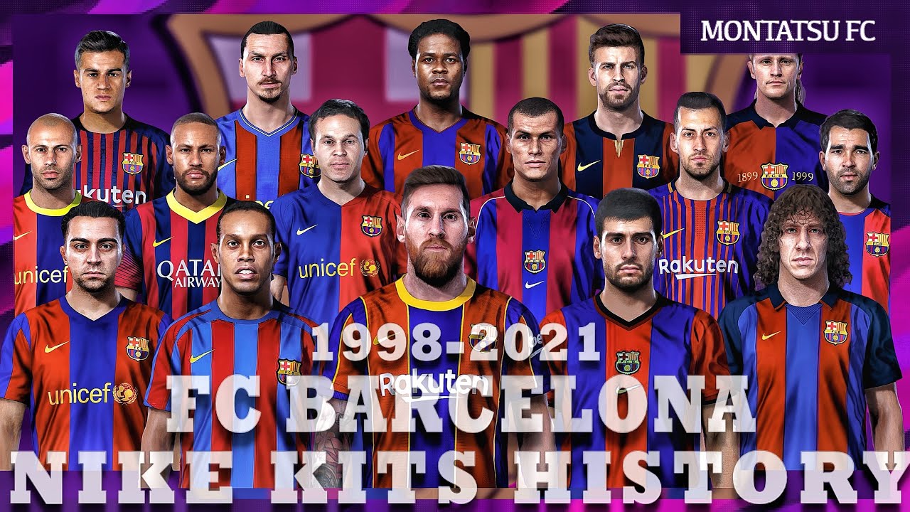 Fc バルセロナ ナイキユニホームの歴史 過去21年のユニフォームをインポートしてみた ウイイレ Fc Barcelona Pes Legends 小ネタ集 26 Youtube