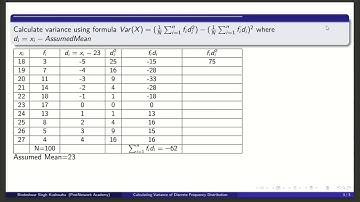 Video # 77 Data Science and A.I. :Measures of Dispersion : Variance of Discrete Freq. Distribution