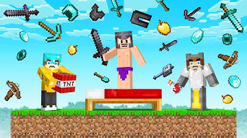 Minecraft Bedwars with RANDOM ITEMS RAIN vs My Friends!