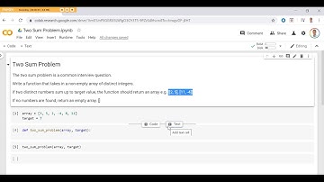 Two Sum Coding Interview Problem with Python using Google Colab