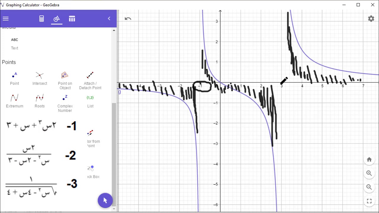 الدوال الحقيقية - ايجاد المجال والمدى باستخدام برنامج جيوجبرا فيديو 006