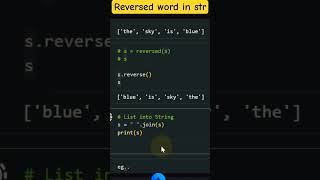 Reversed a word in String #Shorts #datascience #dataanlysis #python #leetcode
