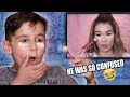 LITTLE BROTHER Tries to Follow My Makeup Tutorial!