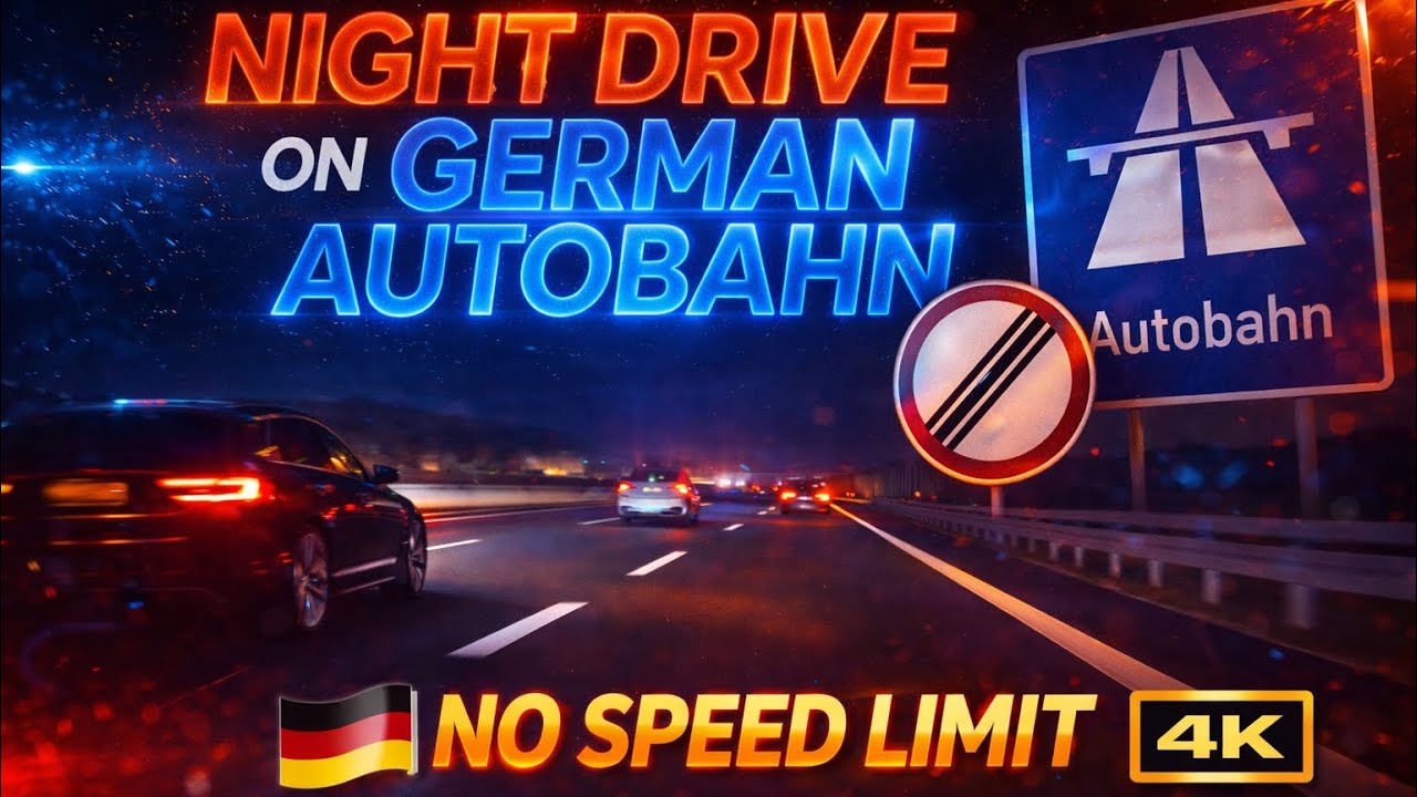 Driving on the German Autobahn at Night 🇩🇪 4K