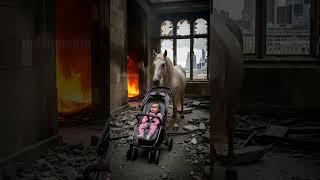 brave horse rescued baby from dangerous fire #baby #animals #aishorts