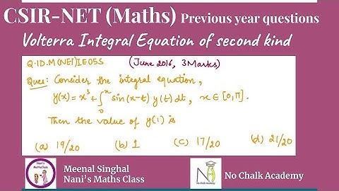 Integral Equation (Volterra Integral Equation of second kind) Question UGC NET (Q.ID.M(NET)IE05S)