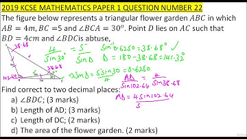 2019 KCSE MATHEMATICS PAPER 1 QUESTION 22