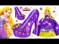 DIY How to Make Play Doh Super Sparkle Dress and Shoes High Heels with Glitter for Princess