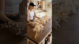 DIY Lit Pampas Grass Chandelier: Elegant Dining Room Transformation