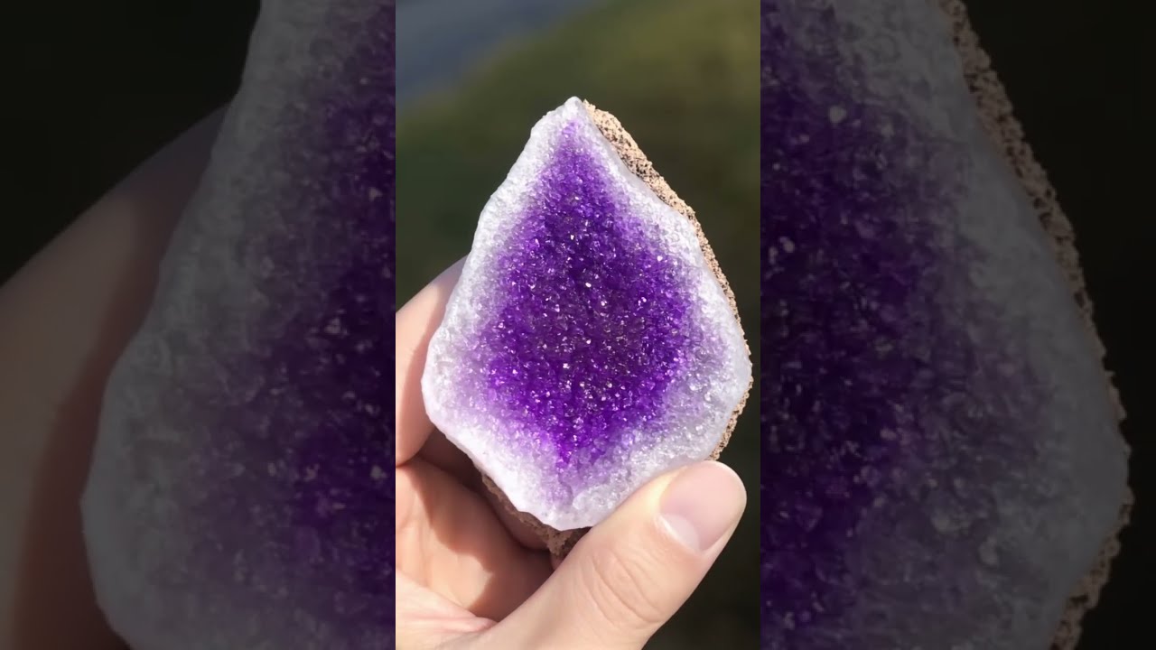 Deep Purple Sparkle Amethyst Geode Slice Revealed Fyp