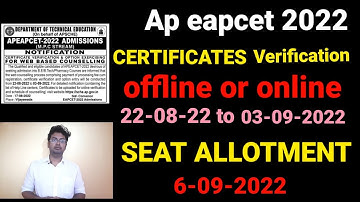 AP EAPCET 2022 COUNSELING FEE PAYMENT|CERTIFICATE VERIFICATION|WEB OPTIONS|FREEZING|SEAT ALLOTMENT|