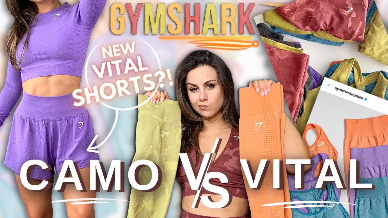 NEW GYMSHARK CAMO VS VITAL! WHICH IS FOR YOU?  GYMSHARK TRY ON HAUL REVIEW  + MIX & MATCH! 