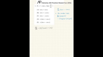 2012 AP Calculus AB Multiple Choice Series #1 - Product Rule Derivative