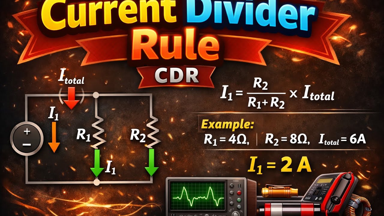 شرح قانون مجزء التيار مادة الاسس الكهربائية هندسة كهروميكانيك