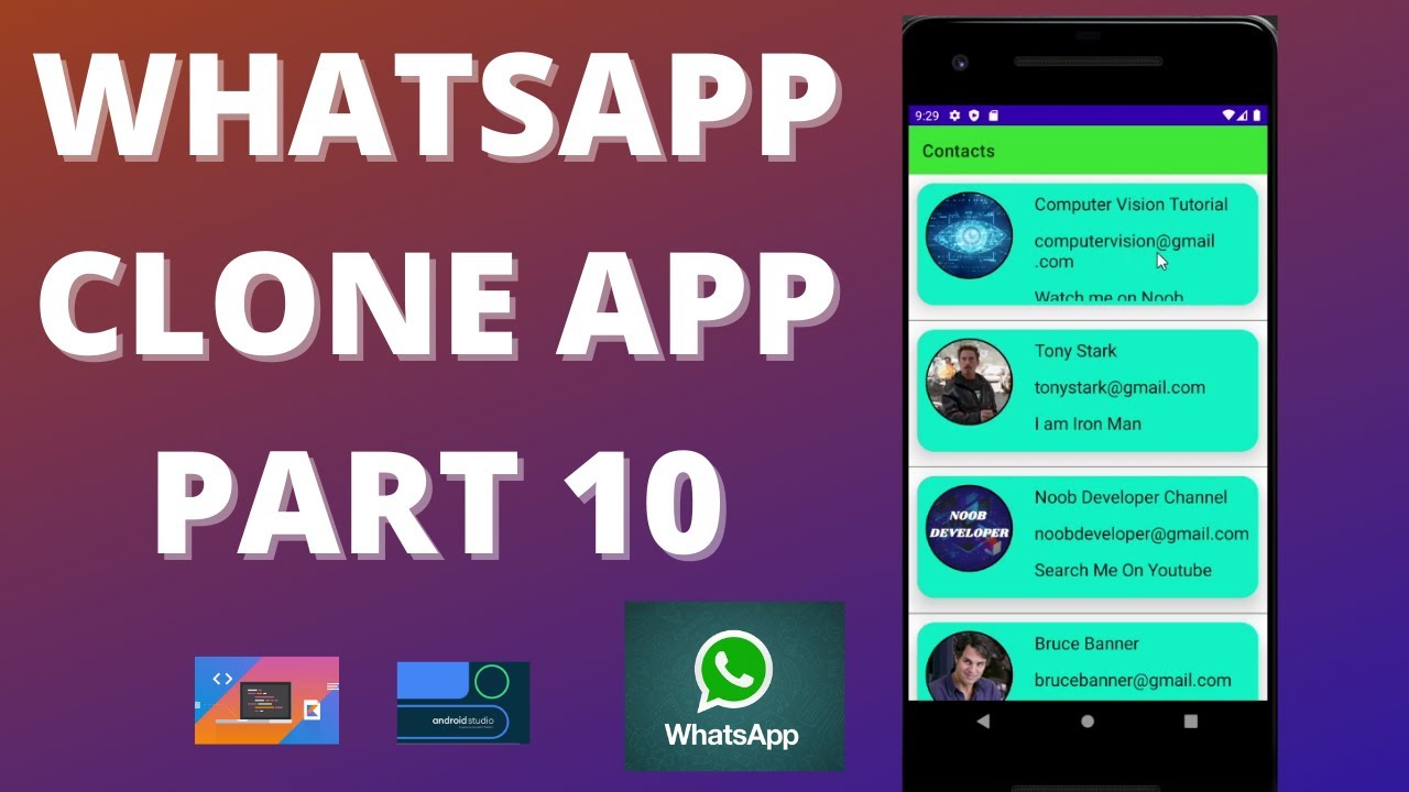 Build WhatsApp Chat App Kotlin Android Studio Part 10 Contacts Fragment ...