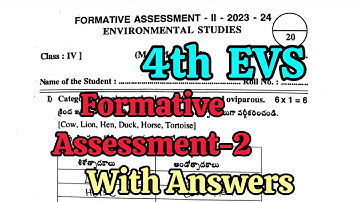 4th Class FA-2 EVS 💯💯Full Question Paper with Answer Key🗝️(previous year) | 4th 💯Fa2 EVS Answers✔️👍📜