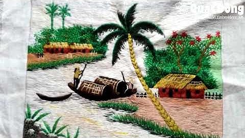 HOÀN THIỆN BỨC TRANH THÊU TAY PHONG CẢNH LÀNG QUÊ SIÊU NHỎ - Vietnamese Landscape Embroidery