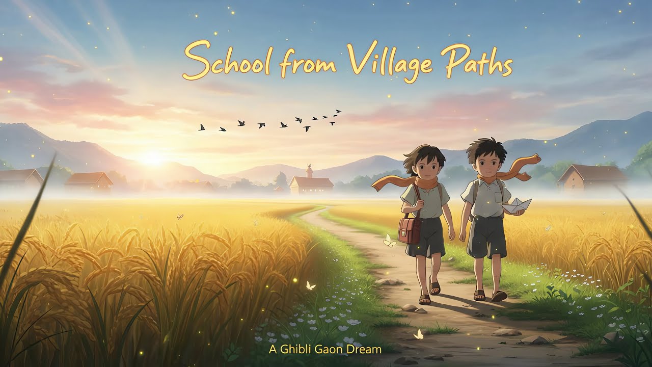 School from Village Paths | Ghibli-Style Indian Village | Ghibli Gaon