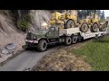 КрАз и два К700 на низкорамном трале. Перевал. Карта "Холм". Spintires