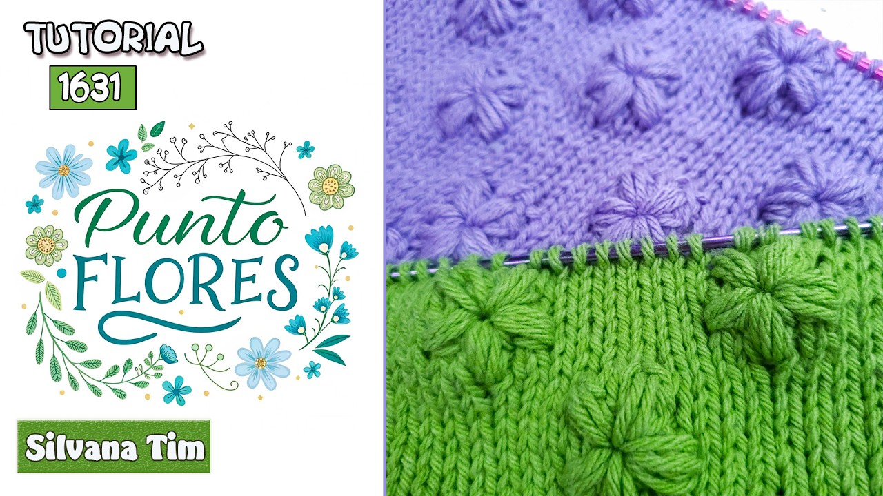 🌸 ¡Flores Tejidas FÁCILES! 🧶 | Aprende a Tejer el Punto Flores #dosagujas #tejidoadosagujas