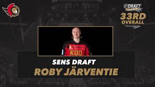 Sens take Jarventie with 33rd pick of 2020 NHL Draft