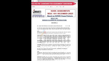 BEGC 101 Indian Classical Literature Solved Assignment 2025 | IGNOU Assignment Answers BEGC 101
