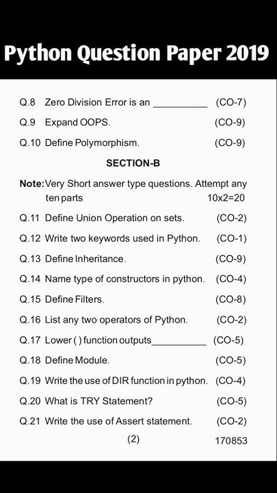Python Question Paper 2019 - YouTube