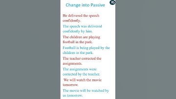 change into passive | Active Passive Voice Solved |#shortvideo