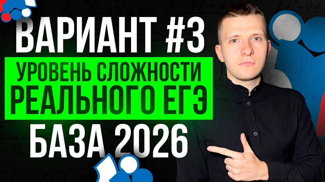 Вариант №3 ЕГЭ по базовой математике. Уровень сложности реального экзамена 2026!