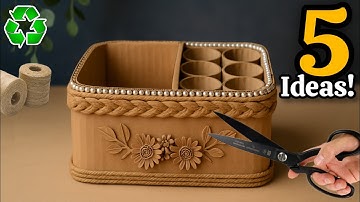 5 Genius DIY Cardboard Box Ideas ♻️😍Easy Organizer Crafts from Recycled Materials