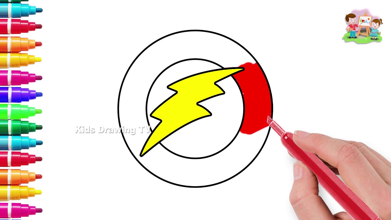 Flash Superhero Logo drawing and coloring | 