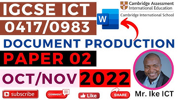 IGCSE ICT Paper 02 October November 2022 Document Production - Ms Word