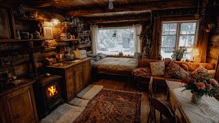 🔴A Hidden Cabin Beneath Frozen Branches | Fireplace Crackle Held the Secret of Winter Calm ❄️🔥💤