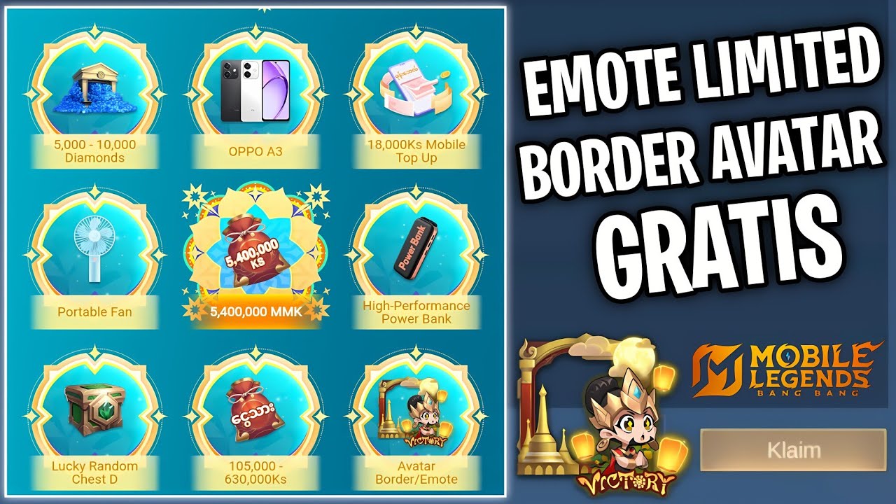 LOGIN! WEB MLBB MYANMAR GOLDEN MONTH SPECIAL BONUS EVENT, EMOTE VICTORY, BORDER AVATAR, DIAMOND MLBB