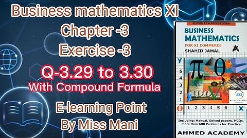 Business mathematics XI Chapter-3 Q3.29 to 3.30  Solved Questions Sindh board E-learning Point Mani