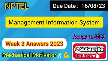 Management Information System | Week 3 Quiz | Assignment 3 Solution | NPTEL | SWAYAM 2023