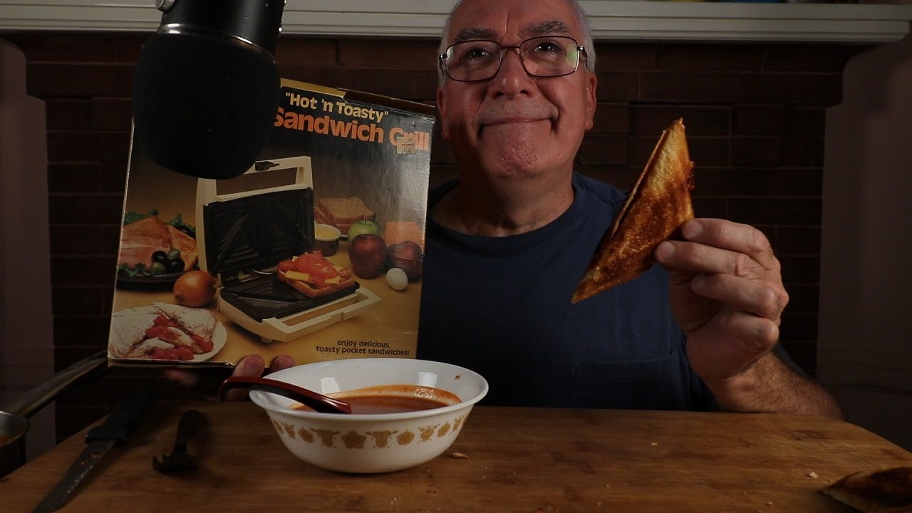 ASMR Rainy Day Sounds Cooking Tomato Soup with Grill Cheese Whispering